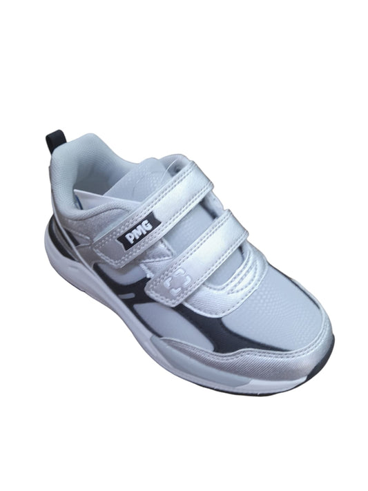 Sneaker PRIMIGI SPORT scarpa ginnastica da bambino in pelle e tela grigio e nero