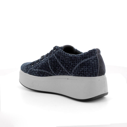 Sneakers IGI&CO PLATFORM scarpa sportiva donna a zeppa MADE IN ITALY in velluto blu