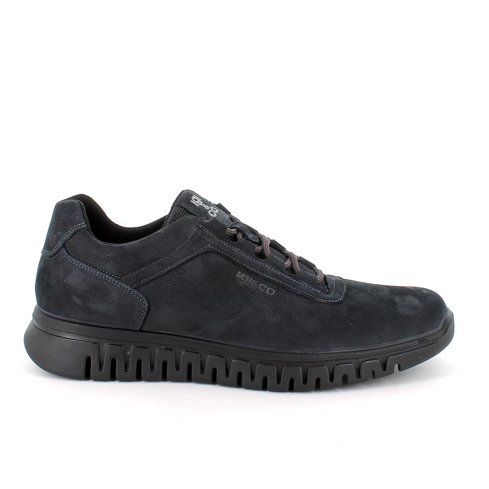 Sneakers IGI&CO scarpa sportiva uomo MADE IN ITALY in nabuk gum blu con memory foam