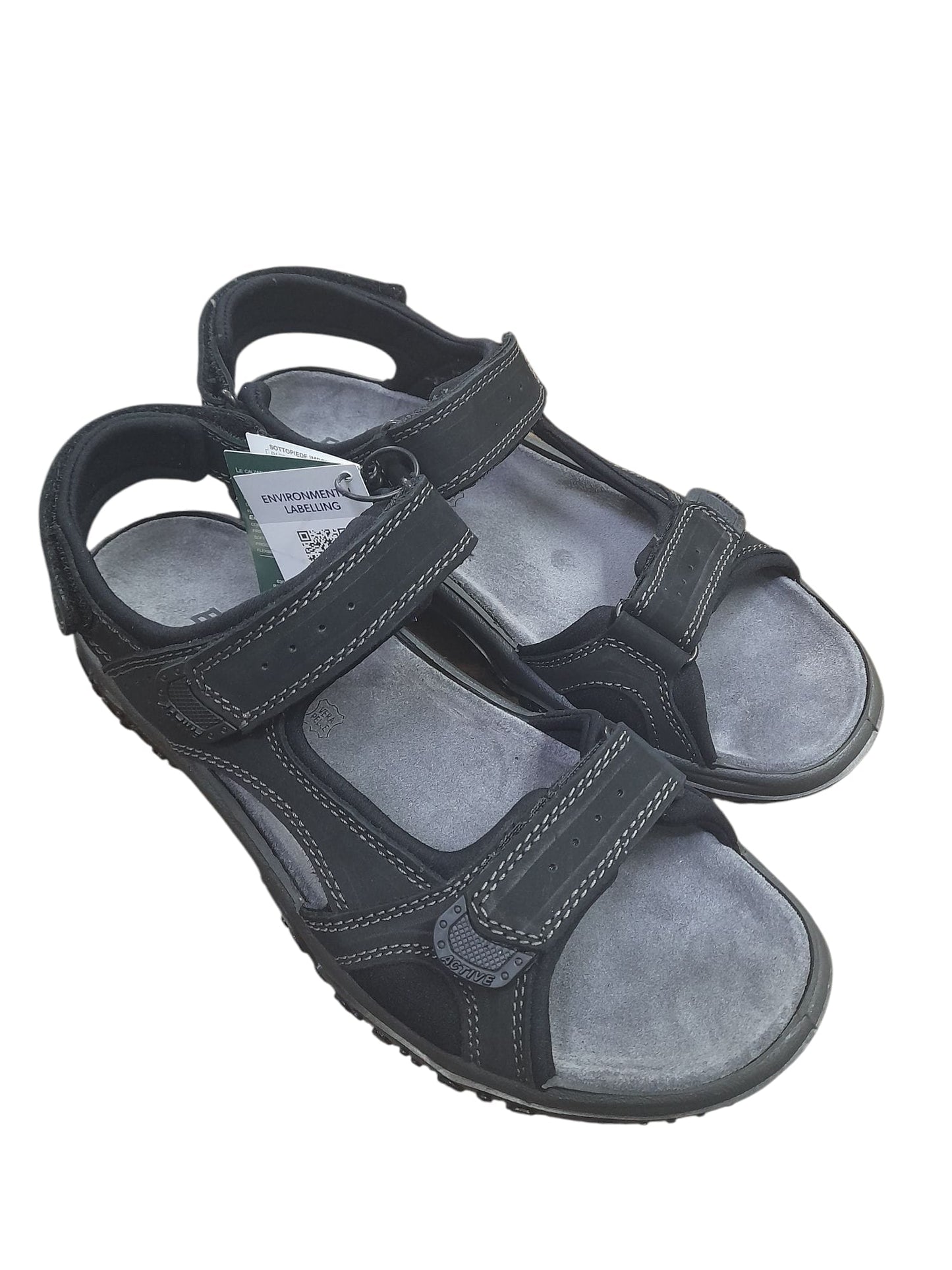 Sandalo ENVAL SOFT uomo MADE IN ITALY in nabuk liscio nero