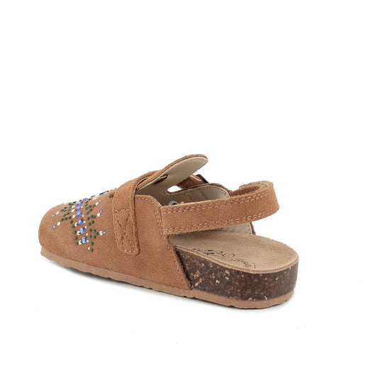 Sabot PRIMIGI scarpa/sandalo da bambina in camoscio suede cuoio