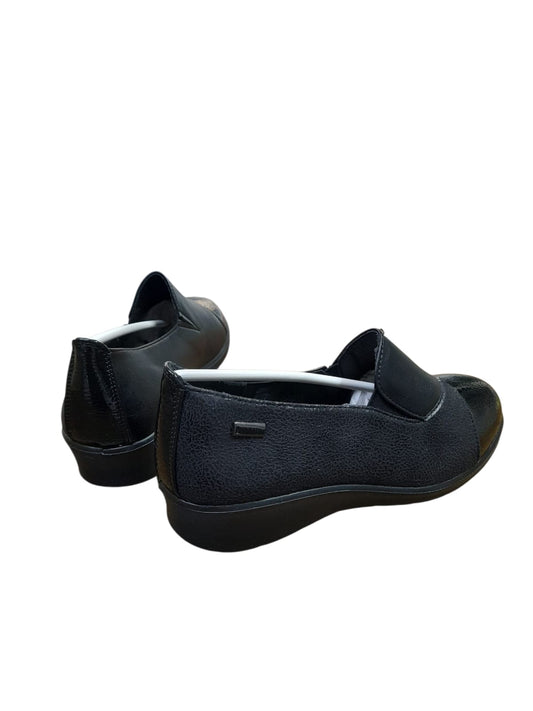Mocassino CINZIA SOFT scarpa linea confort donna in nabuk e vernice nero