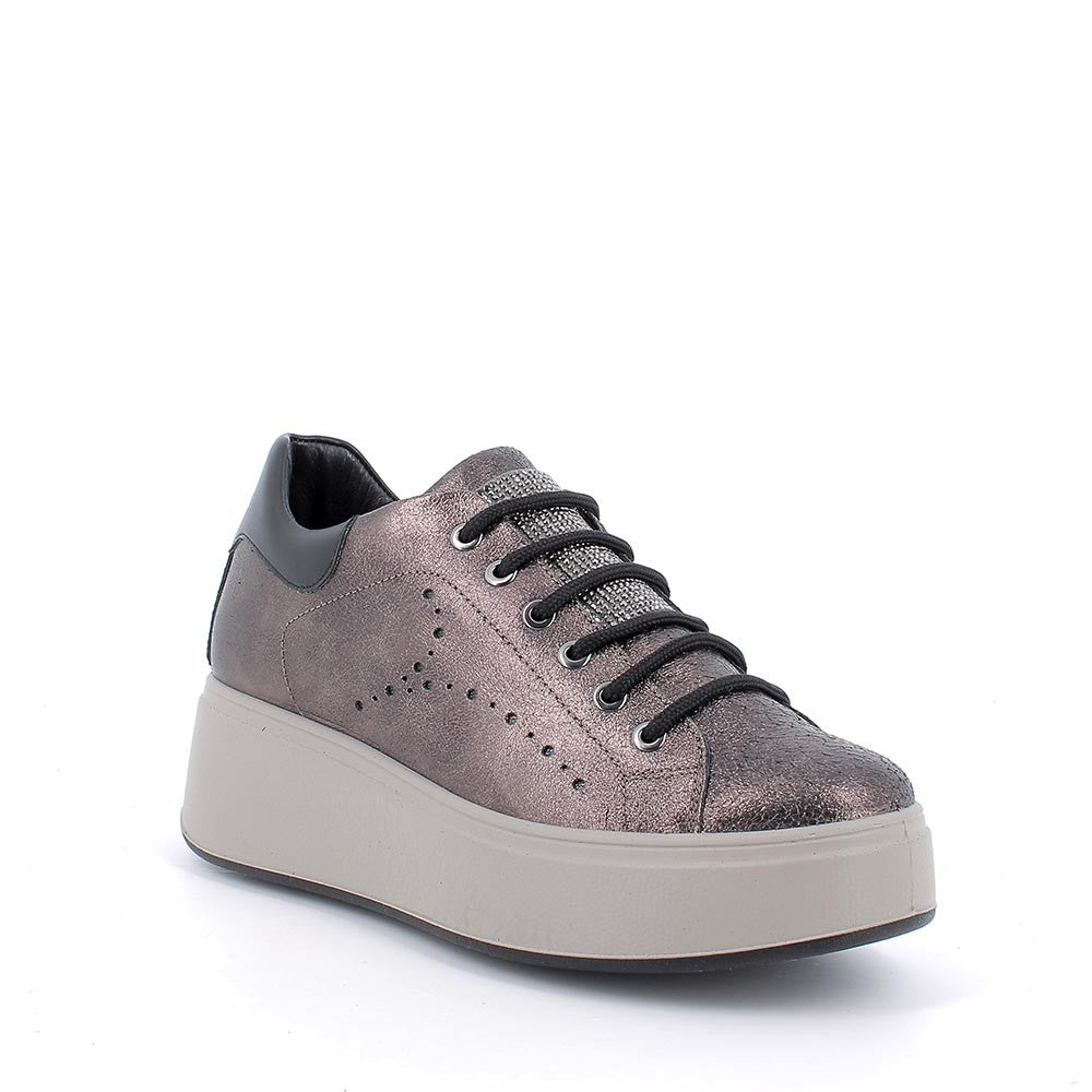 Sneakers IGI&CO PLATFORM scarpa donna a zeppa MADE IN ITALY pelle/vitello bronzo
