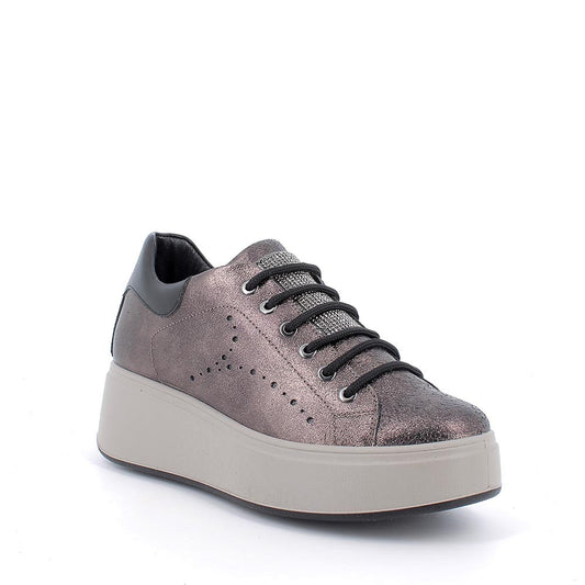 Sneakers IGI&CO PLATFORM scarpa donna a zeppa MADE IN ITALY pelle/vitello bronzo