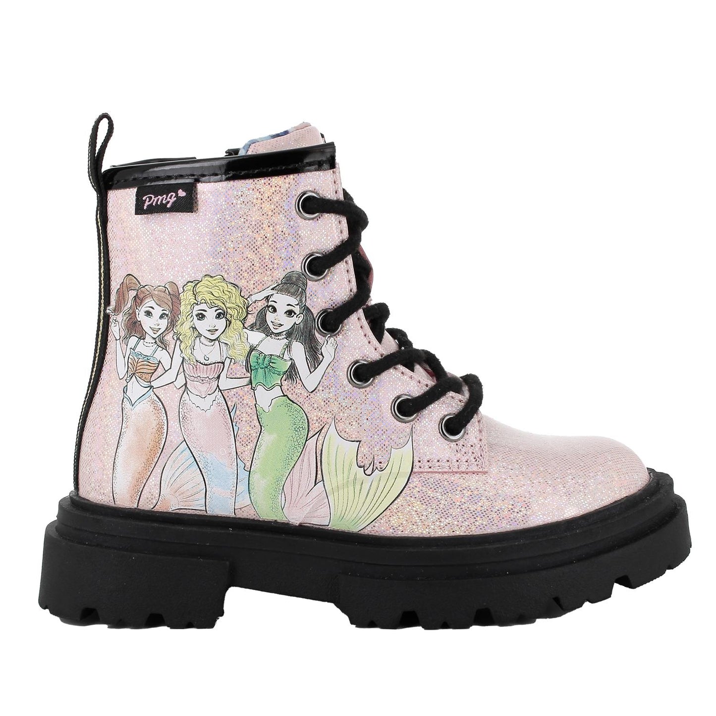 Anfibio PRIMIGI MERMAID MAGIC stivaletto da bambina lacci e cerniera in vernice rosa