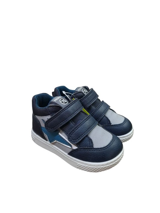 Sneaker PRIMIGI scarpa bambino Primi Passi in pelle bottolato blu e grigio