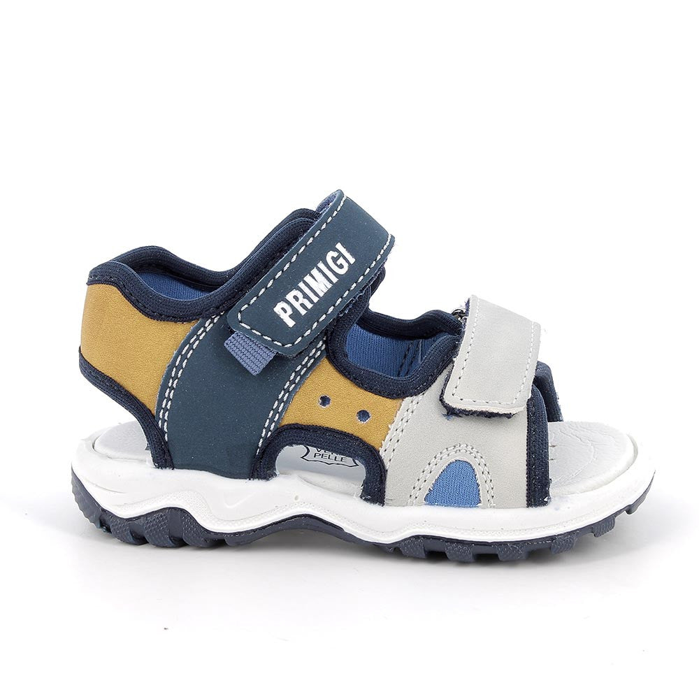 Sandalo PRIMIGI scarpa da bambino PRIMI PASSI in Nabuk gum delicato blu e ghiaccio
