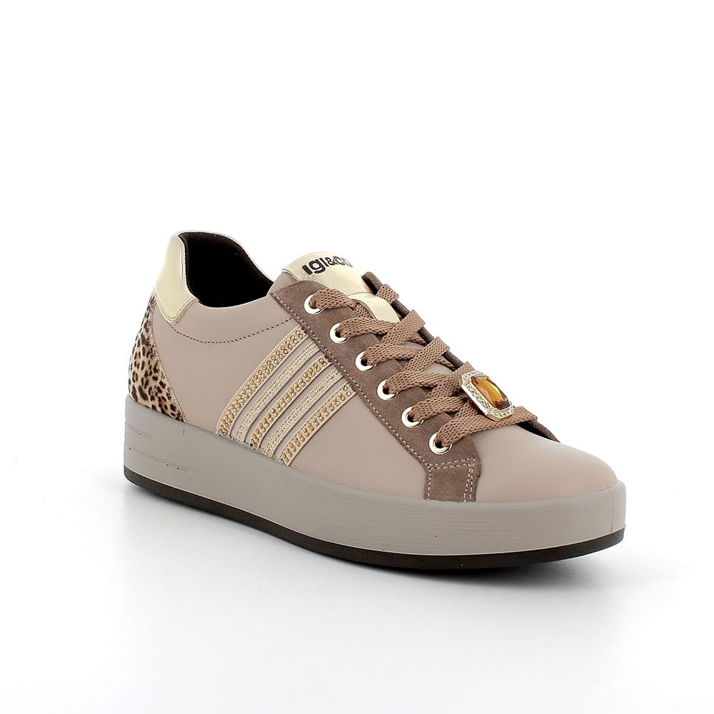 Sneakers IGI&CO scarpa da donna MADE IN ITALY in pelle/nappa visone e leopardato