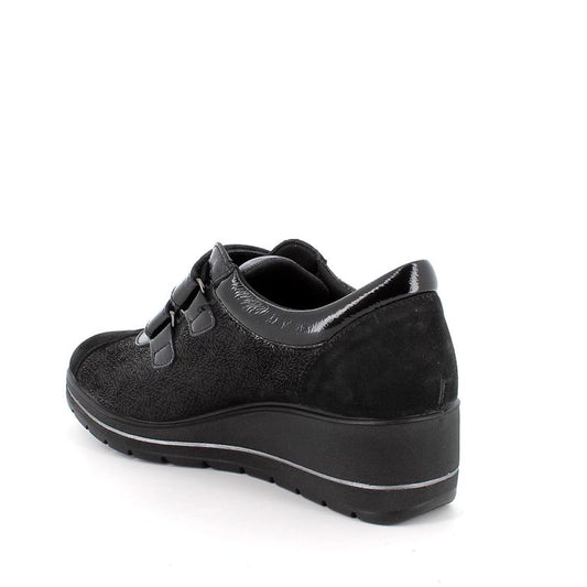 Linea confort ENVAL SOFT scarpa donna MADE IN ITALY in tessuto tekfit e camoscio nero
