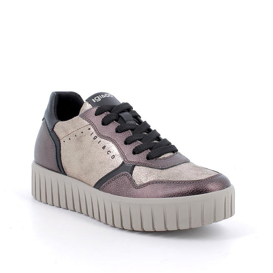 Sneakers IGI&CO scarpa sportiva donna MADE IN ITALY in fiore bottolato pelle bronzo