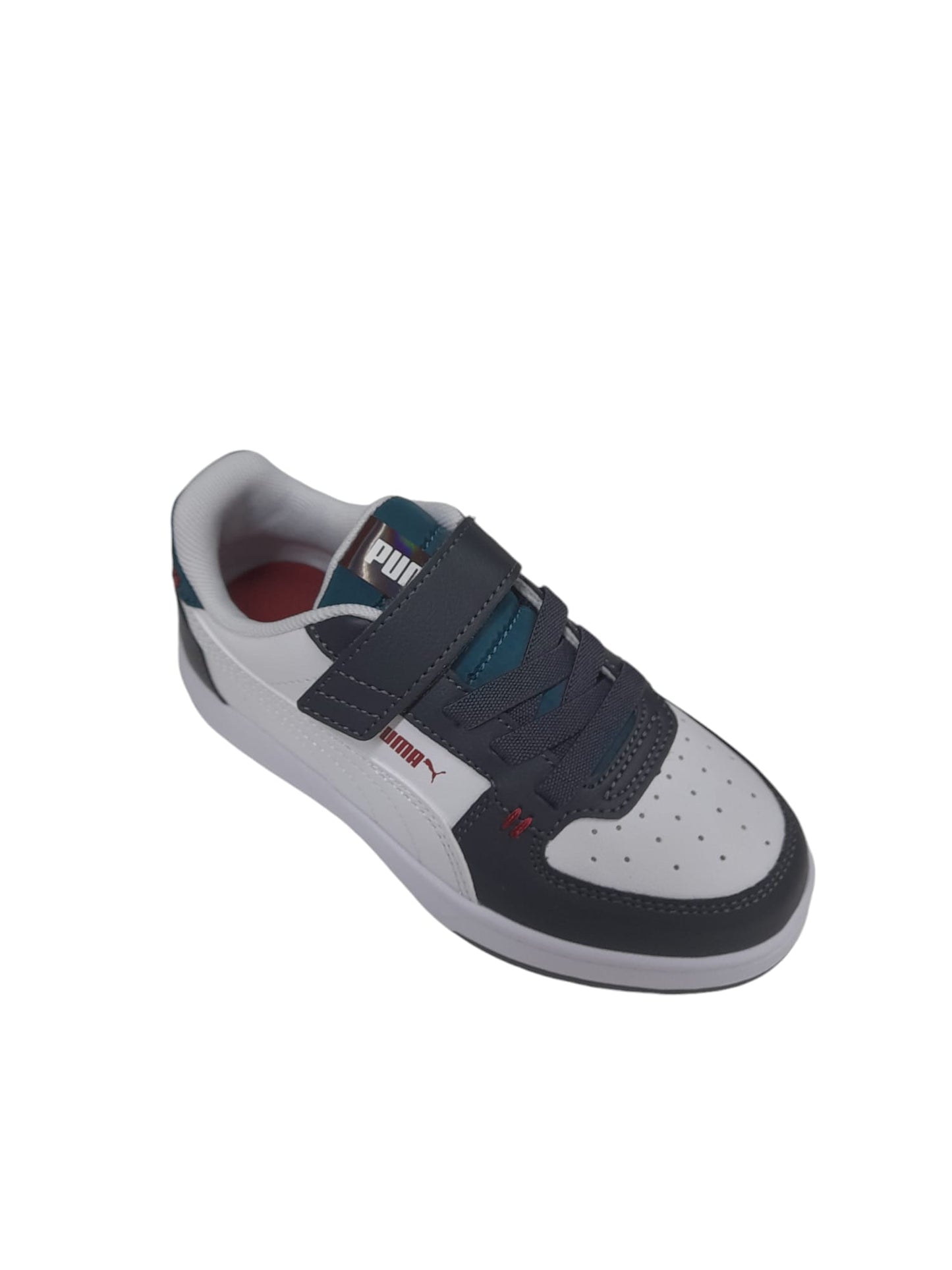 Sneaker PUMA CAVEN 2.0 MID 90s scarpa ginnastica bambino pelle bianco e blu a strappo