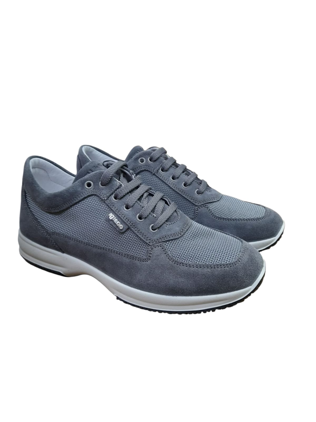 Sneaker IGI&CO scarpa da uomo MADE IN ITALY INTERACTIVE in camoscio e rete grigio