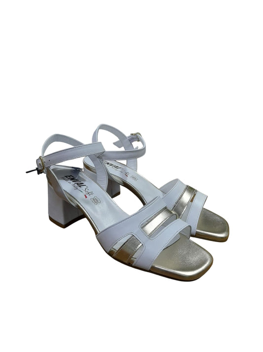 Sandalo ENVAL SOFT donna linea confort MADE IN ITALY in pelle di nappa bianca e oro