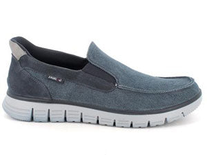 Mocassino ENVAL SOFT scarpa da uomo MADE IN ITALY in tessuto canvas delave blu