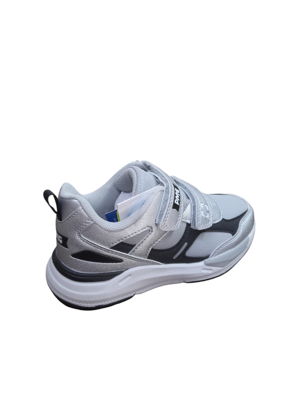 Sneaker PRIMIGI SPORT scarpa ginnastica da bambino in pelle e tela grigio e nero