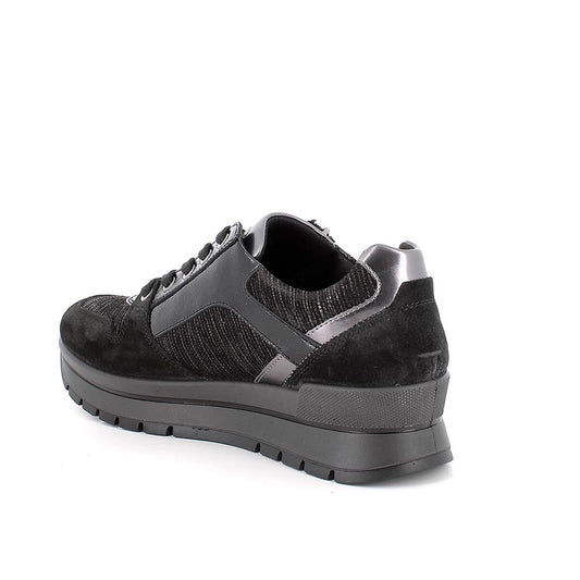 Sneakers IGI&CO scarpa sportiva da donna MADE IN ITALY in camoscio nero