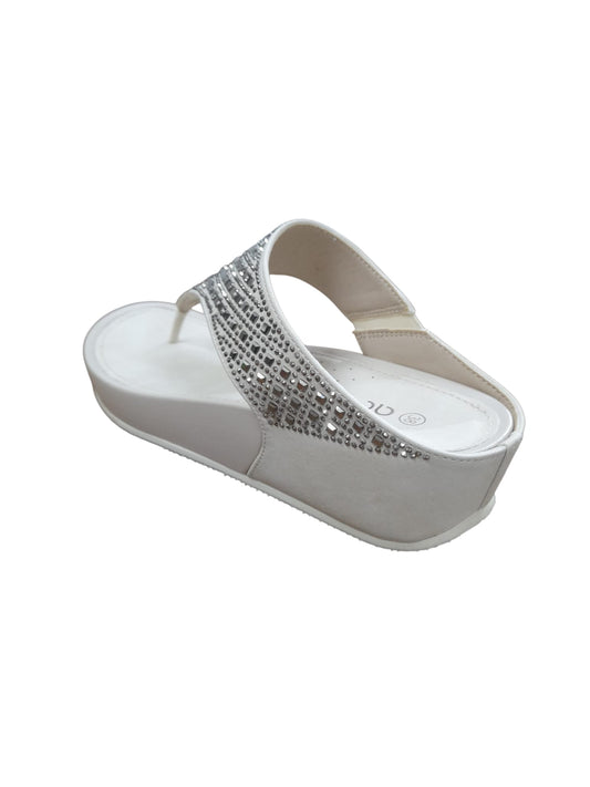 Infradito AMARPIES scarpa/sandalo donna in pelle brillantinata beige chiaro
