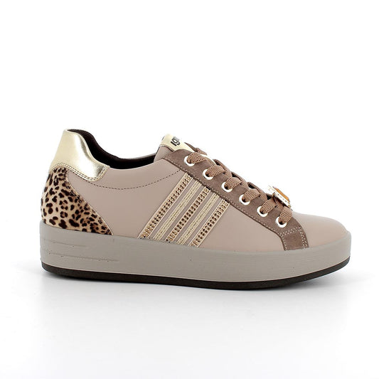 Sneakers IGI&CO scarpa da donna MADE IN ITALY in pelle/nappa visone e leopardato