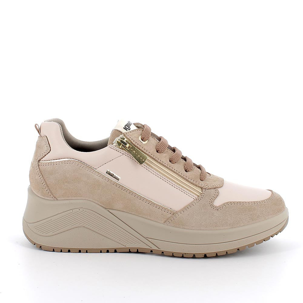 Sneakers IGI&CO scarpa sportiva donna MADE IN ITALY camoscio e pelle/nappa biscotto