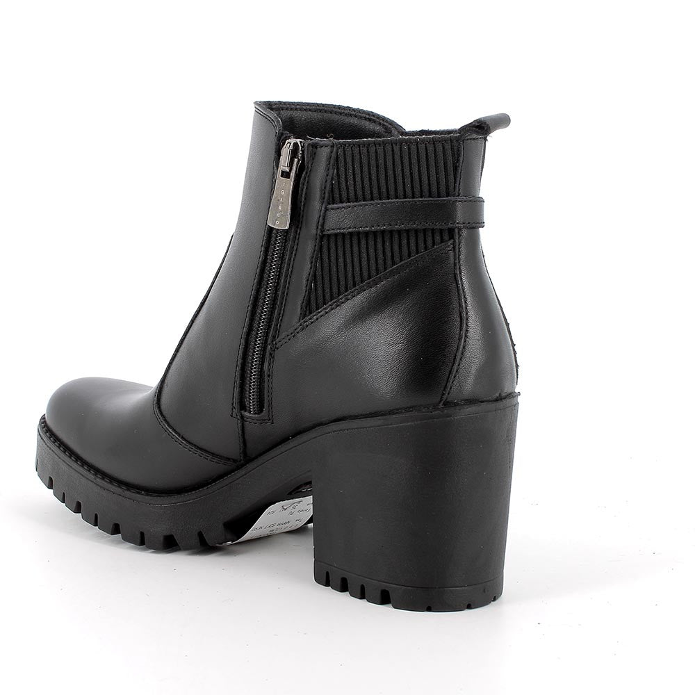 Tronchetto IGI&CO stivaletto a tacco MADE IN ITALY donna in pelle di nappa soft nero