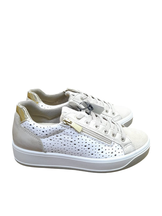 Sneakers IGI&CO scarpa sportiva donna MADE IN ITALY pelle di nappa bianco e camoscio