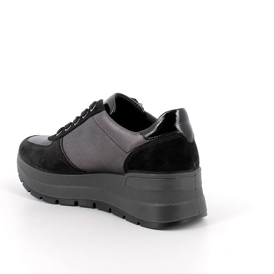 Sneakers IGI&CO scarpa sportiva da donna MADE IN ITALY in camoscio e pelle nero