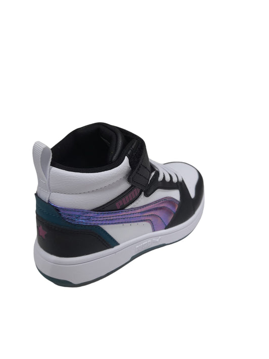 Puma Rebd V6 MidBouncySky AC+PS scarpa colletto rialzato bambina pelle bianca e nera
