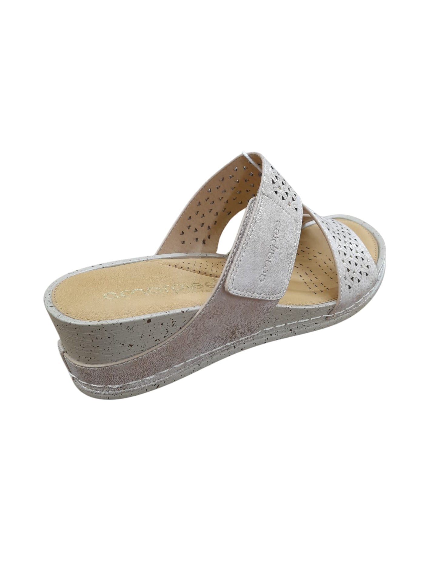 Scalzato AMARPIES scarpa/sandalo donna in pelle laminato platino golden