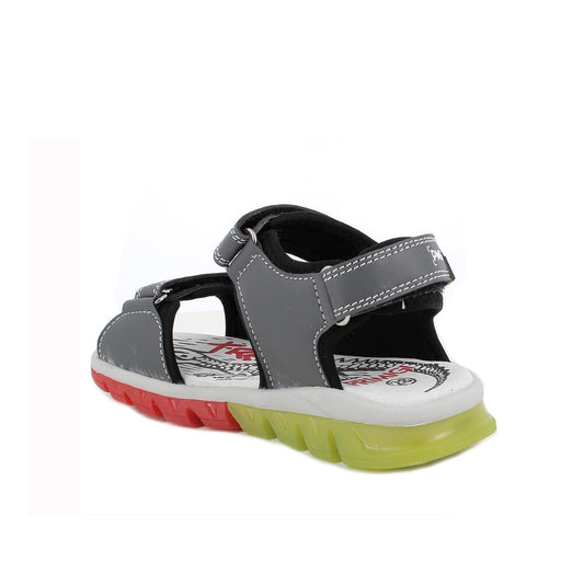 Sandalo PRIMIGI LIGHTS SPORT da bambino in pelle grigio con Luci Led
