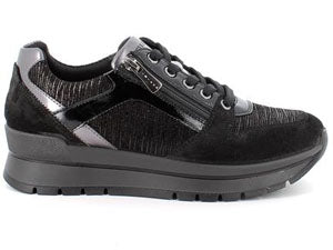 Sneakers IGI&CO scarpa donna MADE IN ITALY in camoscio nero scarabeo