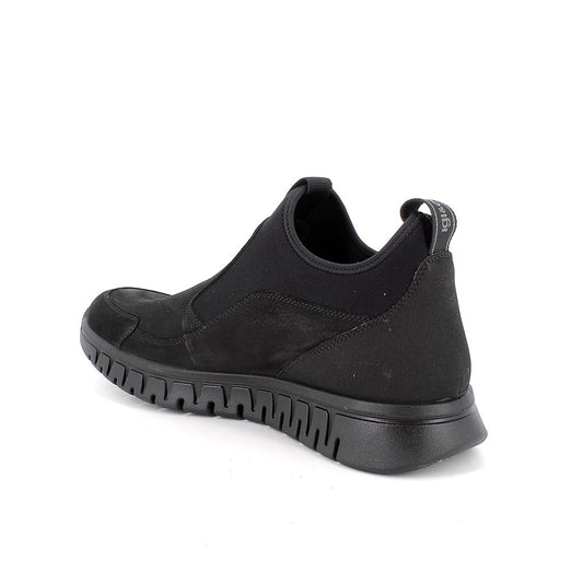 Mocassino IGI&CO scarpa uomo MADE IN ITALY in nabuk gum nero Slip-on mezzo colletto