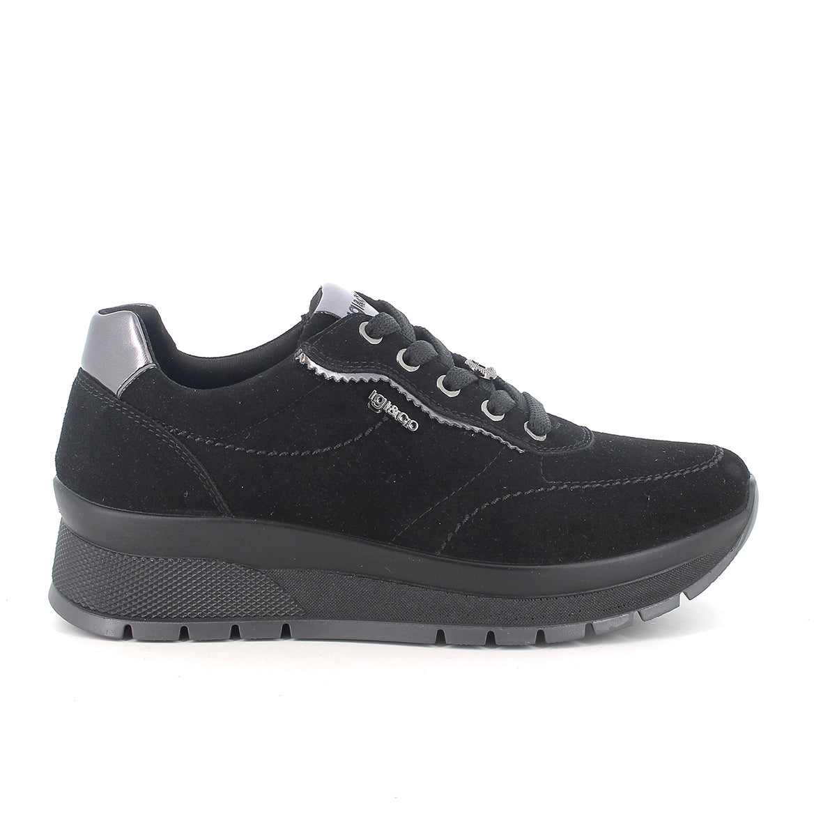 Sneakers IGI&CO scarpa donna MADE IN ITALY in camoscio crosta nero