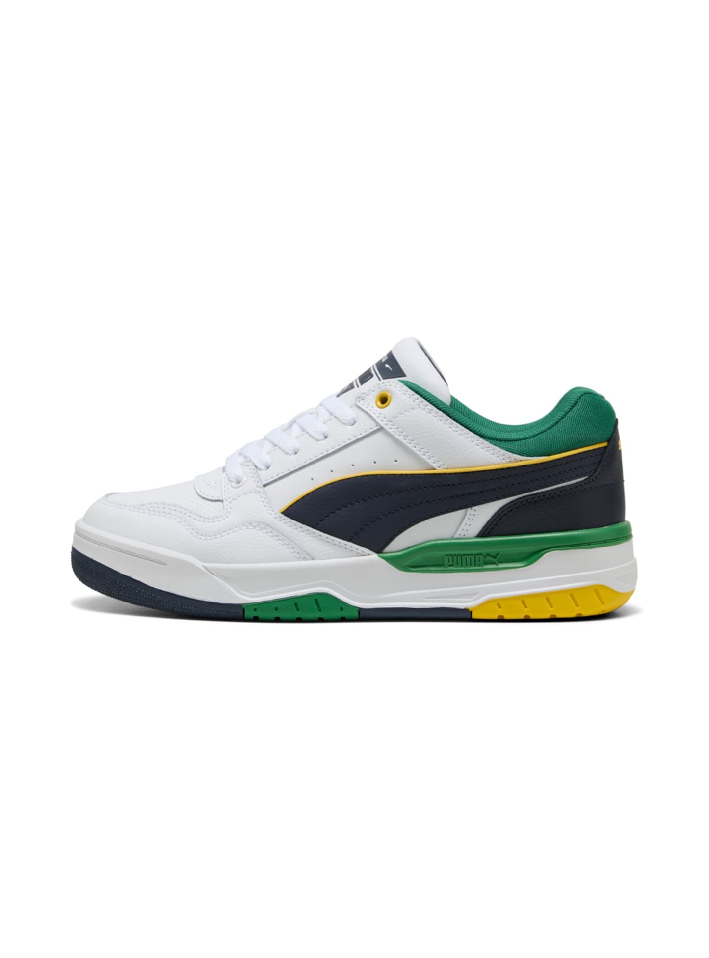 Sneaker PUMA REBOUND RETRO scarpa da ginnastica da uomo in pelle bianco nero e verde