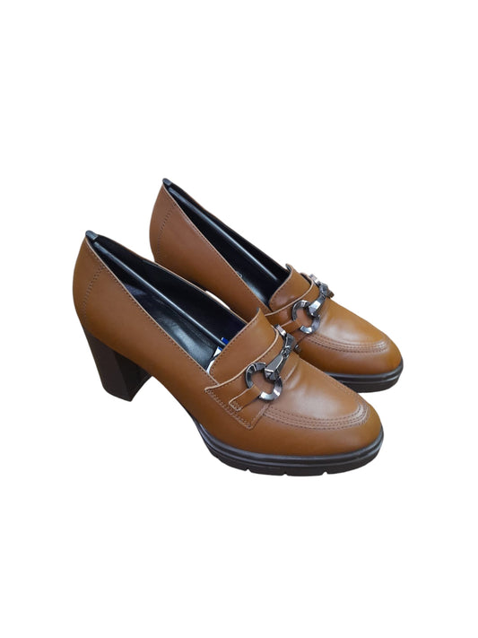 Mocassino IGI&CO scarpa donna a tacco MADE IN ITALY in pelle/vitello marrone/cuoio