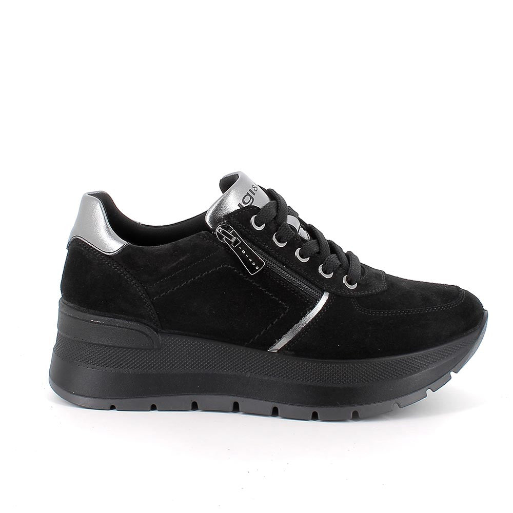 Sneakers IGI&CO scarpa sportiva da donna MADE IN ITALY in camoscio nero