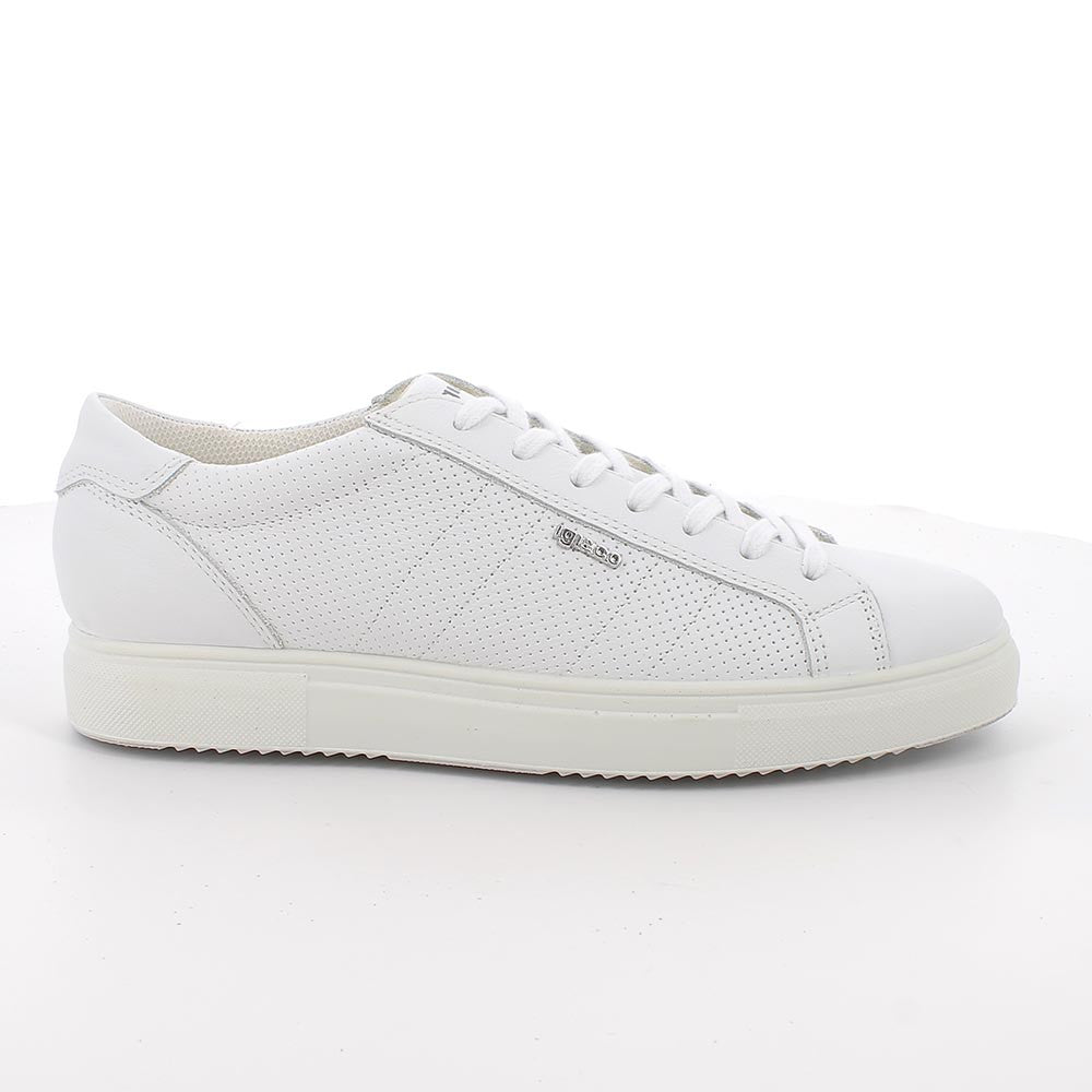 Sneakers IGI&CO scarpa sportiva uomo MADE IN ITALY in pelle fiore bottolato bianco