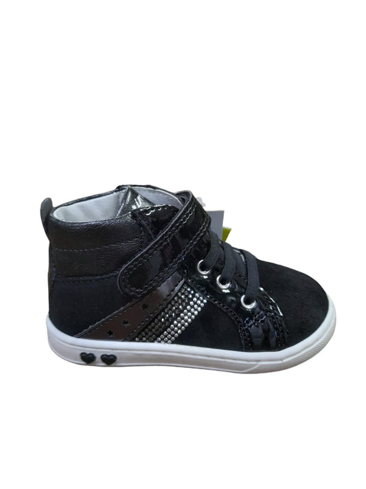 Sneakers PRIMIGI scarpa da bambina Primi Passsi in vernice e camoscio nero