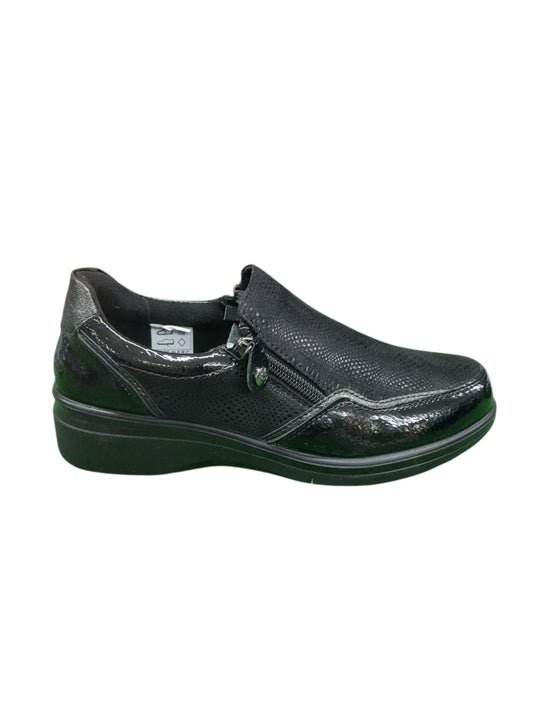 Sneaker AMARPIES scarpa linea confort donna in vernice e nabuk nero