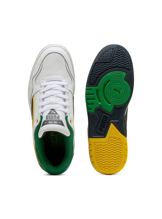 Sneaker PUMA REBOUND RETRO scarpa da ginnastica da uomo in pelle bianco nero e verde