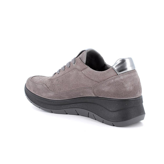 Sneakers IGI&CO scarpa sportiva donna MADE IN ITALY in camoscio grigio e brillantini