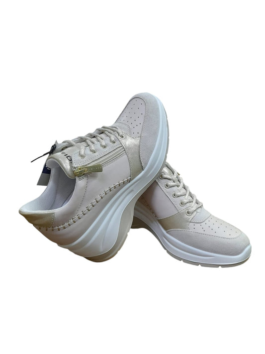 Sneakers IGI&CO scarpa sportiva a zeppone donna MADE IN ITALY pelle e camoscio beige