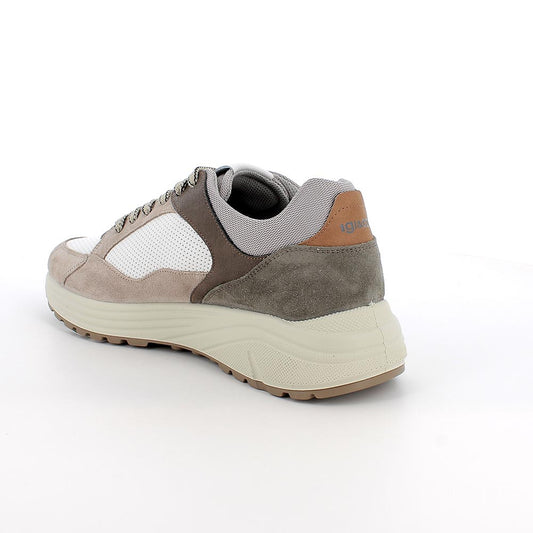 Sneakers IGI&CO scarpa sportiva uomo MADE IN ITALY in camoscio beige e pelle bianco