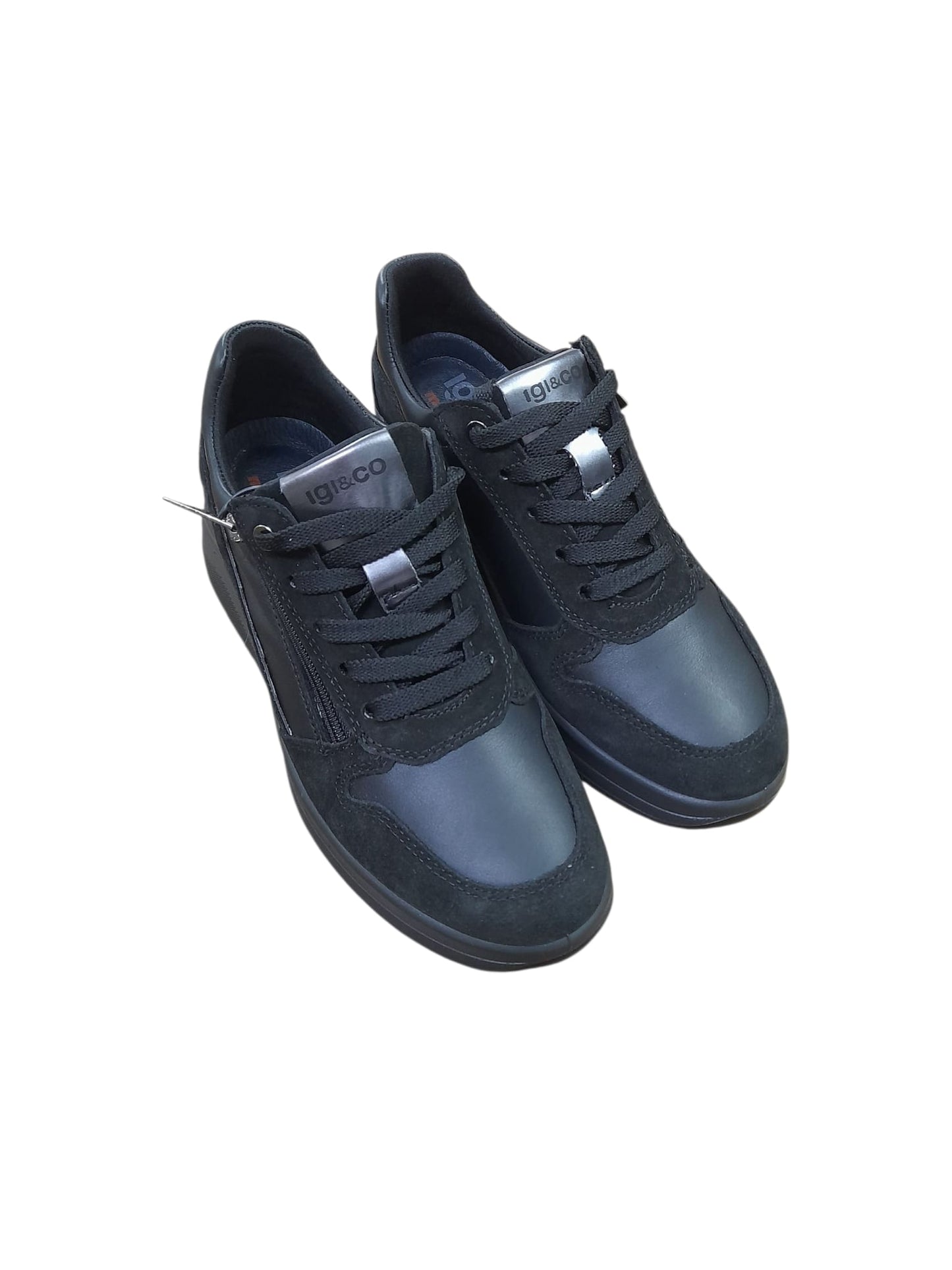 Sneakers IGI&CO scarpa sportiva donna MADE IN ITALY camoscio e pelle/nappa nero