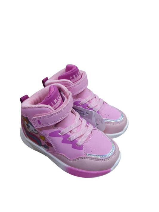 Scarpa PRIMIGI SPORT LIGHTS ginnastica bambina a luci led bambino pelle rosa rialzato