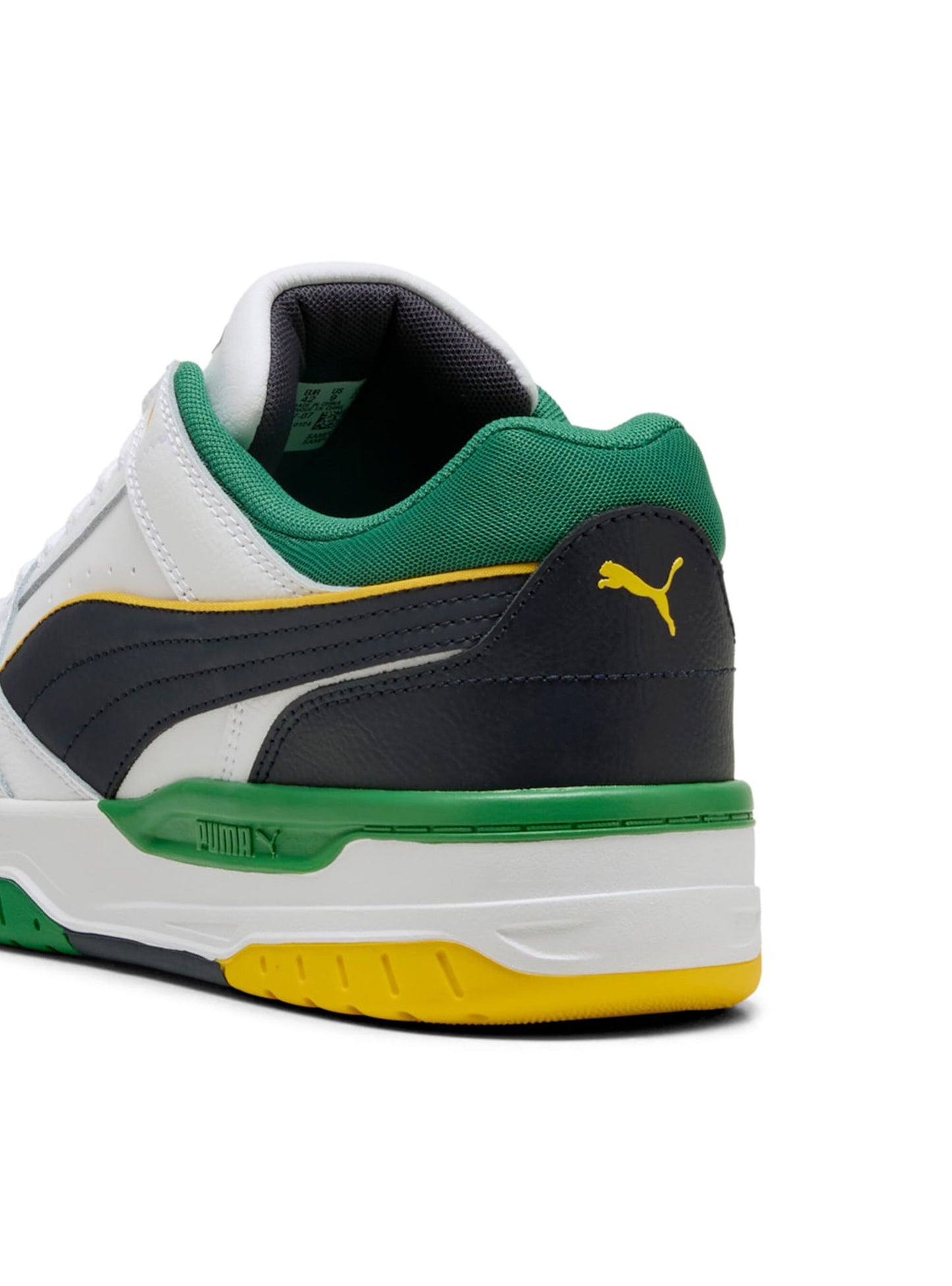 Sneaker PUMA REBOUND RETRO scarpa da ginnastica da uomo in pelle bianco nero e verde