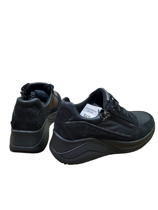 Sneakers IGI&CO scarpa sportiva donna MADE IN ITALY camoscio e pelle/nappa nero