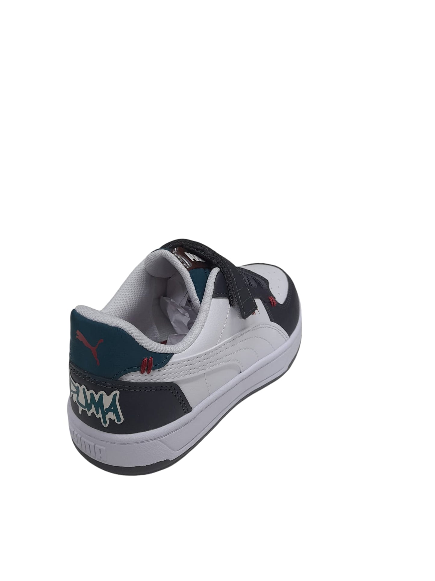 Sneaker PUMA CAVEN 2.0 MID 90s scarpa ginnastica bambino pelle bianco e blu a strappo