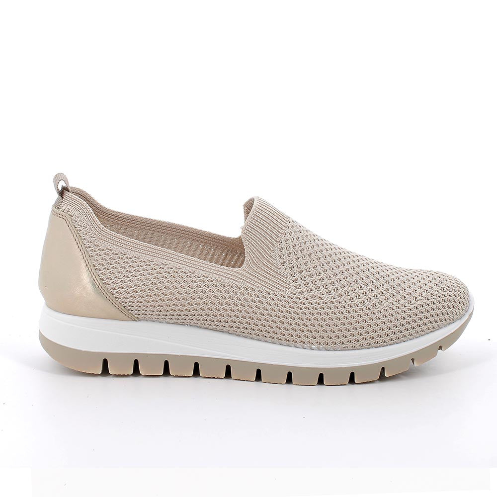 Mocassino IGI&CO scarpa donna MADE IN ITALY tessuto Flyknit elastico crema platino