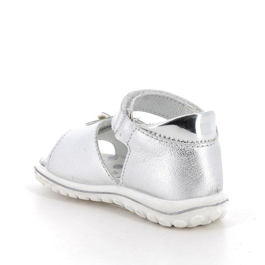 Sandalo PRIMIGI PRIMI PASSI da bambina in pelle/nappa fiore bottolato argento
