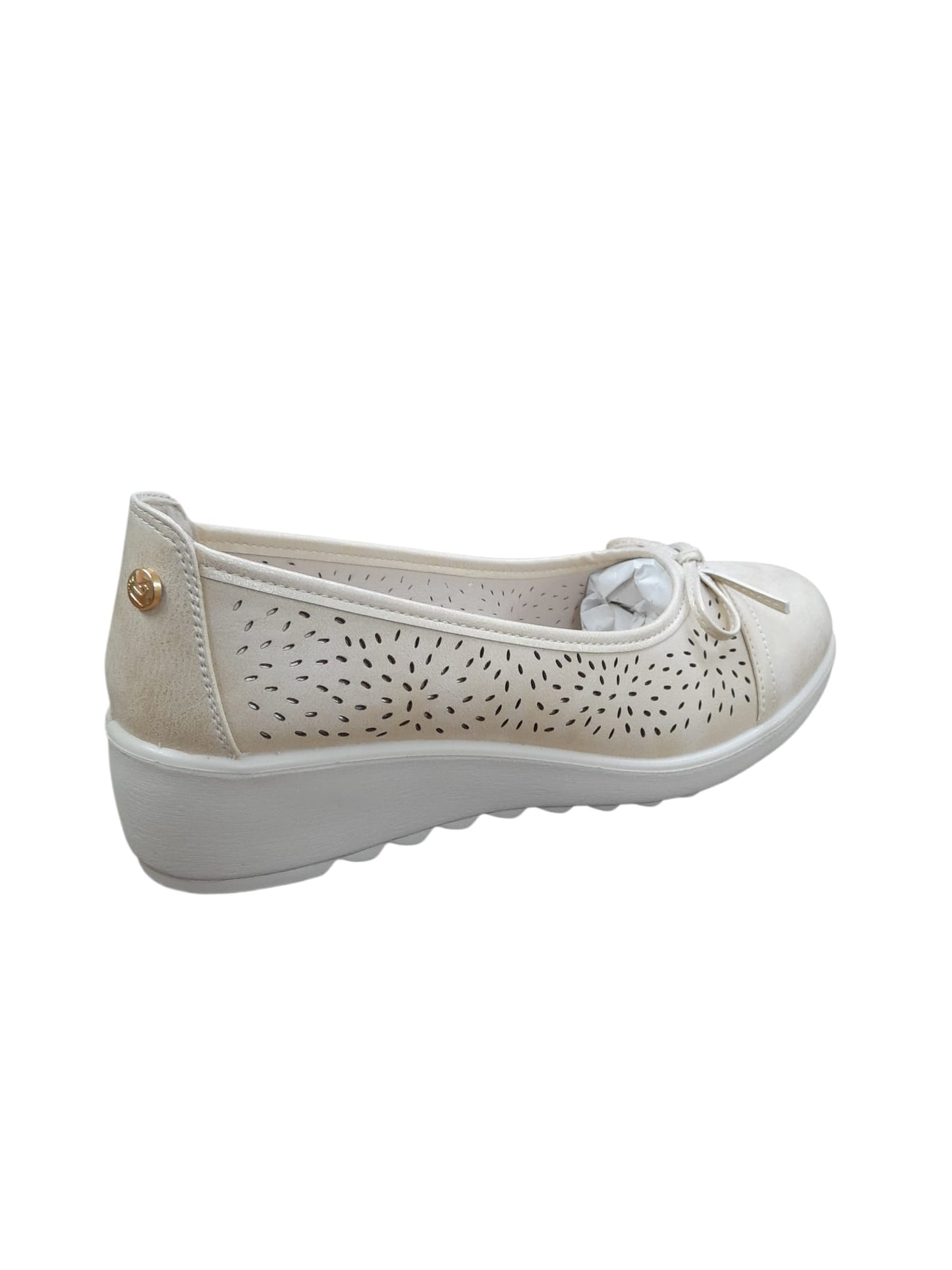 Mocassino AMARPIES scarpa linea confort donna in pelle bucata platino/gold chiaro